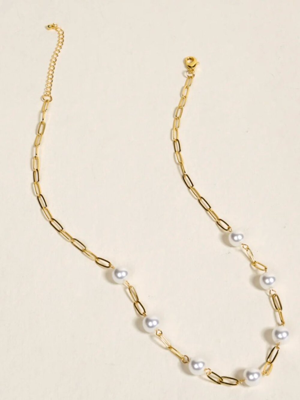 Pearl Paperclip Necklace Chain